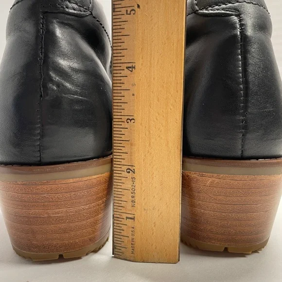 Xena Black Leather Steel-toe Shoes Size 10.5 - Picture 9 of 11